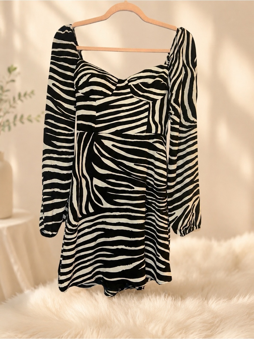 Steve Madden Black and White Zebra Print Mini Dress